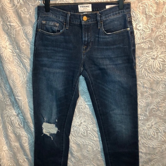 Frame Medium Wash Ankle Slim Boyfriend Jeans 25 - Picture 4 of 8